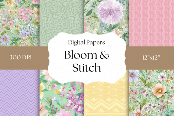 Download Spring Stitch &amp; Flower Digital Papers - Spring Collection