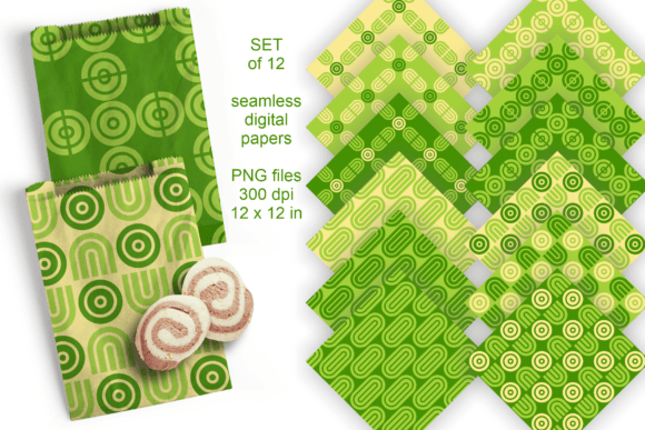 Download Spring Green Geometric Paper Set of 12 - Spring Collection