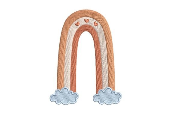 Download Pastel Rainbow Arch with Hearts and Clouds Embroidery Design - Clouds Collection