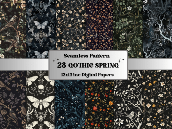 Download Seamless Gothic Spring Pattern Paper - Spring Collection