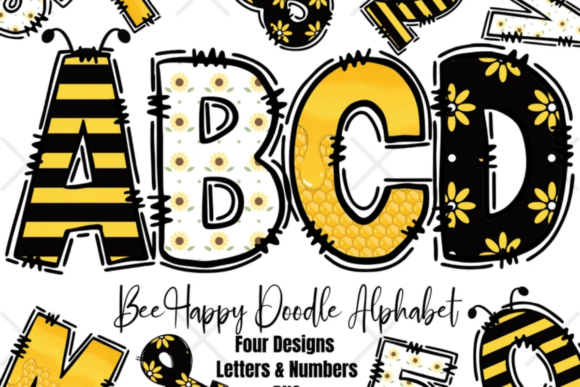 Download Bee Happy Spring Alpha Doodle Alphabet - Spring Collection