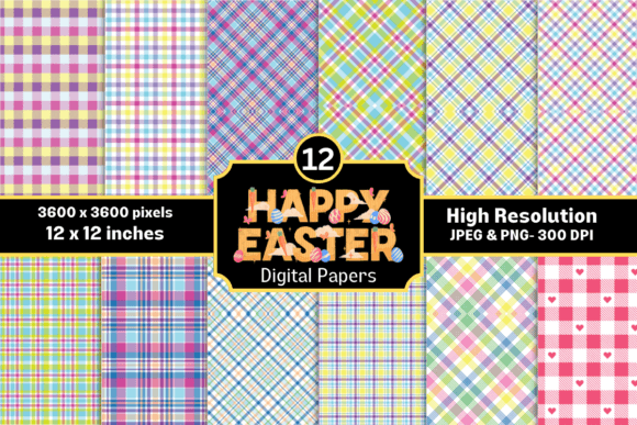 Download Easter Spring Plaid Digital Papers - Spring Collection