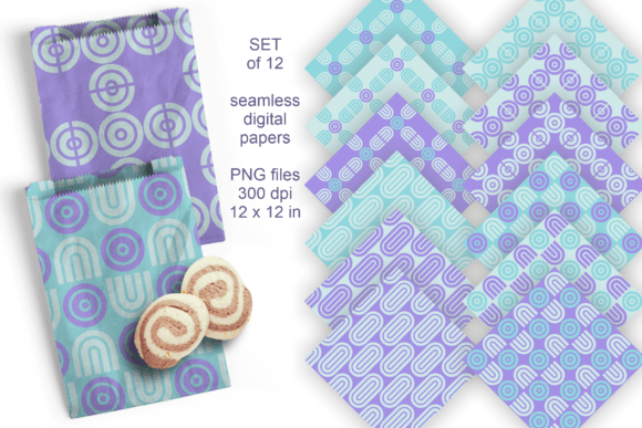 Download Spring Blue Geometric Paper Set of 12 - Spring Collection