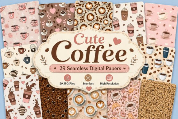 Download Cute Coffee Seamless Digital Set - Coffee Collection