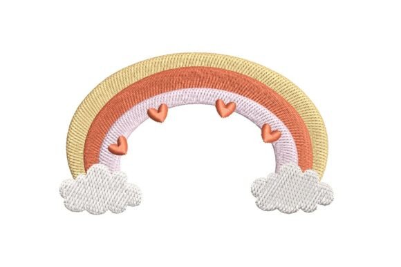 Download Pastel Rainbow with Hearts and Clouds Embroidery Design - Clouds Collection