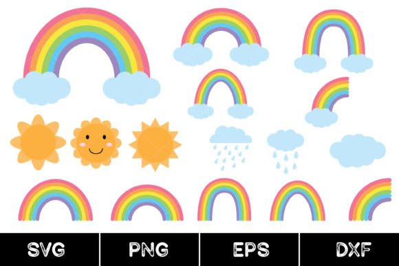 Download Rainbow with Clouds, Rain Cloud, Sun - Clouds Collection